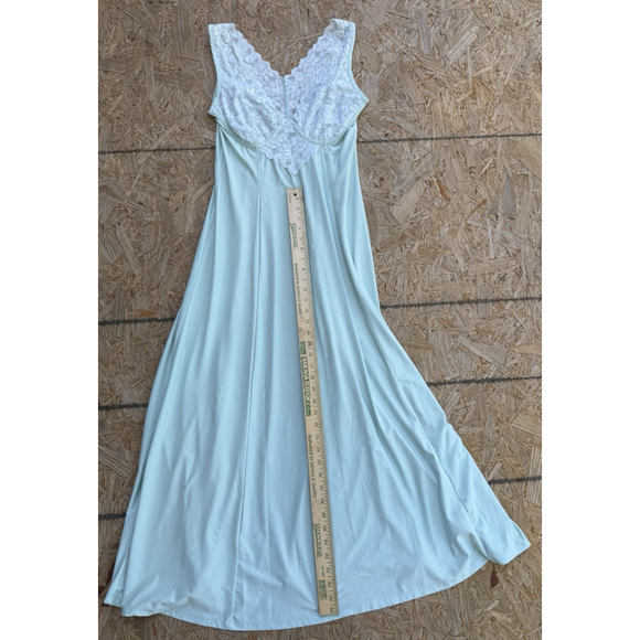 Soft Surroundings Women’s Nightgown Medium Aqua Blue Lace Bodice Maxi Length - Picture 4 of 7